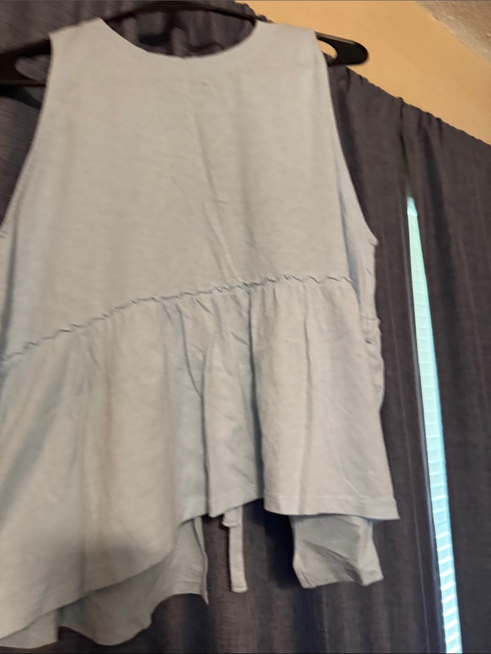 American Eagle Outfitters Light Blue Sleeveless Ruffle Peplum Top